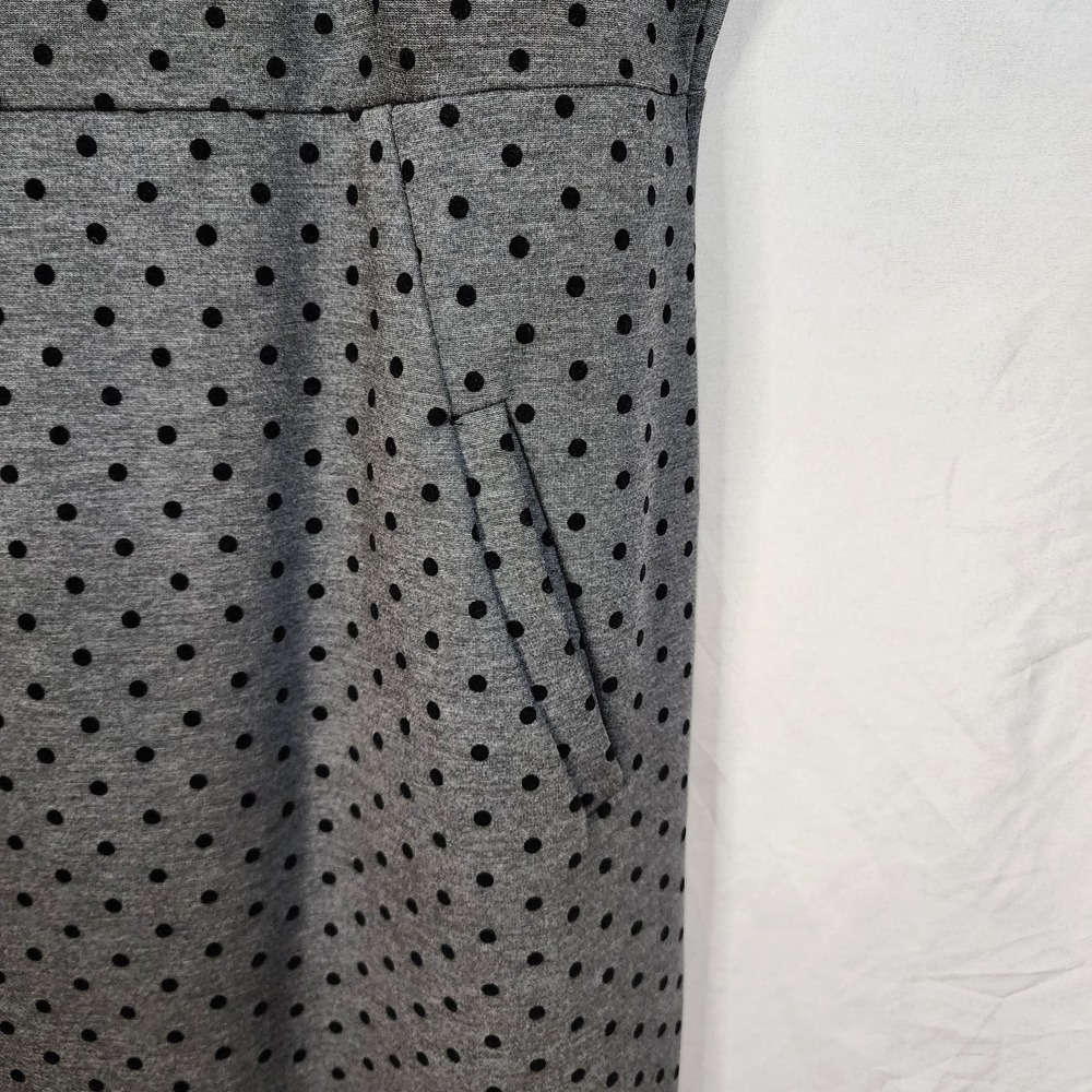 LANDS END Size 24W Grey Black Polka Dot Sleeveless Pockets Ponte Knit Dress EUC - Picture 7 of 11